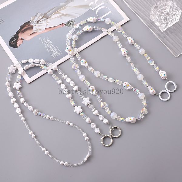 Téléphone Lanyard Long Collier Collier Chaîne à perle à perles à perle Plastique Plastic Perle Anti-Lost Sling Universal Clip Sac pour le boîtier de téléphone