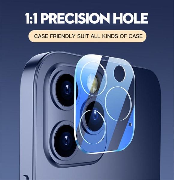 Telefoonlens Screenprotector voor iPhone 12 Mini 11 Pro Max 3D Transparant Krasbestendig Volledige dekking Camera Achterkant Gehard glas F1528613