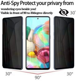 Verre trempé de confidentialité de téléphone pour Samsung Galaxy A91 A71 A72 A51 A52 A31 A21s protecteur d'écran privé pour A90 A70 A30 A50 S anti-espion