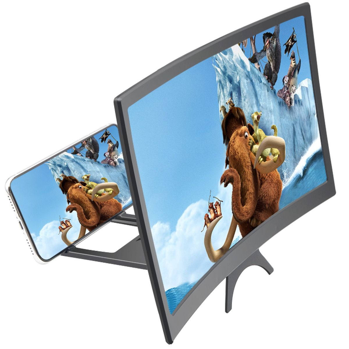 amplificateur d'écran de téléphone 12 pouces projecteur d'écran 3D HD Expander Agrandir Amplificateur de loupe d'écran incurvé pour les supports de téléphone vidéo de téléphone portable