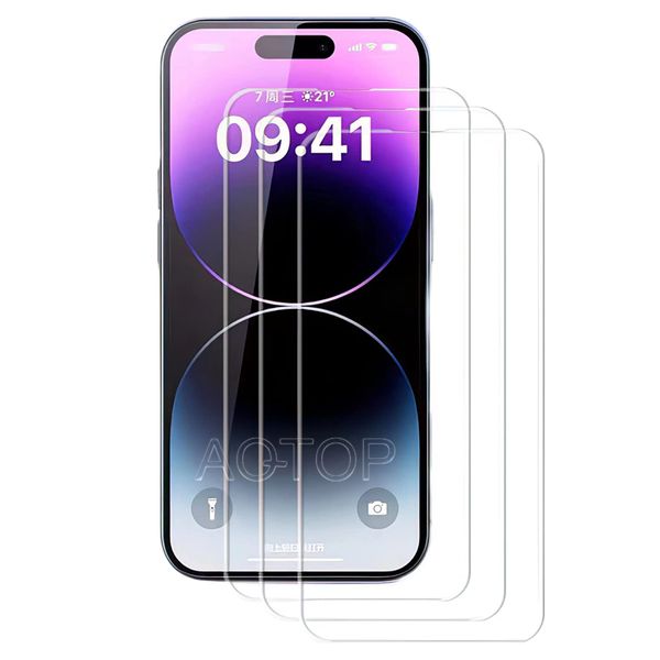 Protecteur d'écran de téléphone 9H HD, verre trempé entièrement transparent pour iphone 15 pro 14 13 12 11 Xr Xs Max 6 7 8 plus