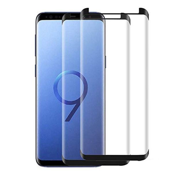 Protectores de pantalla del teléfono Estuche de vidrio templado para Samsung Galaxy S9 S9 + Note 9 8 S8 S8 + Plus S7 Edge Protector curvo 3D con caja al por menor