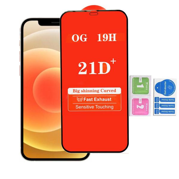 Protégeurs d'écran de téléphone de haute qualité 21d plus couvercle complet Protecteur en verre trempé Forphone 12 11 Pro Max XR XS 6 7 8 Samsung A22 A32 A42 A52 A72 A12 A01 A01S A02 A02S