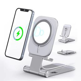 Telefoonstand voor Magsafe Charger Verstelbare aluminium desktop telefoonhouder voor Apple iPhone 14 plus 13 12 Mini/Pro Max/Pro