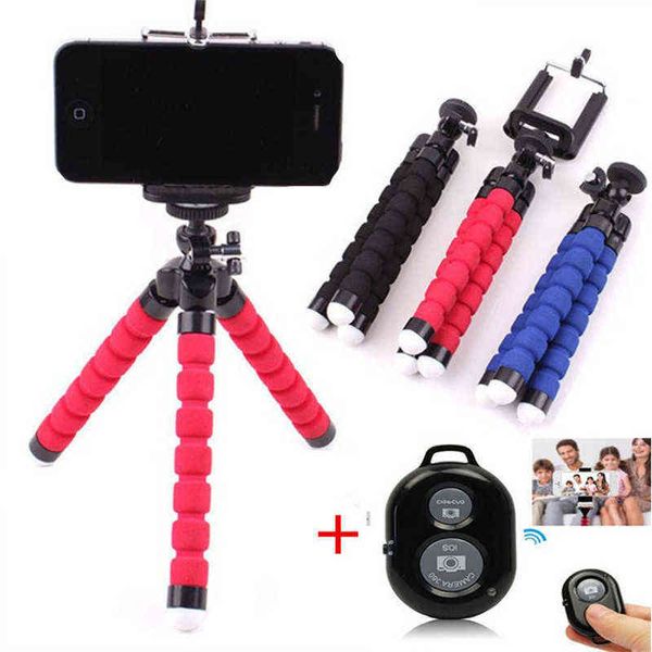 Soporte para trípode para teléfono Esponja flexible Soporte para trípode de pulpo o obturador remoto Bluetooth Selfie Stick Soporte para disparador automático H1117