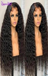 Téléphones Automobiles Achats en ligne Partie noire 30 pouces Transparent Deep Frontal Curly Wigs Loose Water Wave Lace Front Human Hair4085909