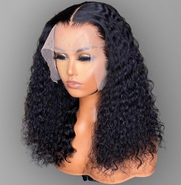 Teléfonos Automotriz Compras en línea Parte negra Brasileño Corto Bob Frente Rizado Humano s PrePluck Cabello de bebé Peluca frontal profunda para mujer8463499