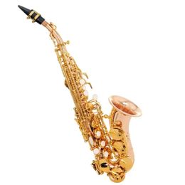 Bronce de fósforo original 54 estructura uno a uno llave B saxofón agudo doblado llave chapada en oro saxo soprano profesional