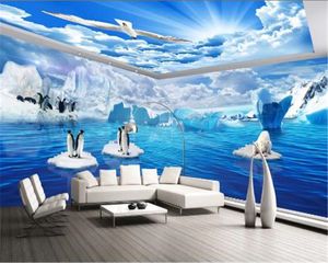 Photo 3d papier peint fantaisie belle océan polaire pingouin ours polaire thème pavillon papier peint Mural
