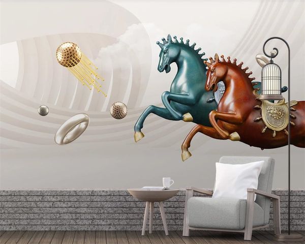 Papel tapiz 3d con foto, Mural moderno de moda 3D de la Primera Guerra Mundial, fondo de caballo famoso, decoración de pared, pintura de animales, papel tapiz 3d