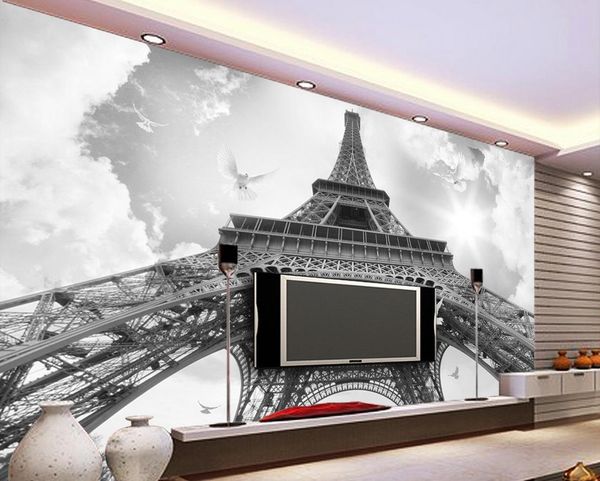 Photo toute taille France Tour Eiffel Pigeon TV papier peint 3d papier peint 3d papiers peints 3d pour toile de fond tv