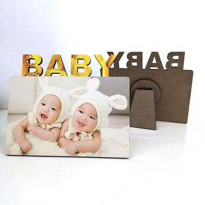 Libros de fotos sublimación en blanco DIY Marcos de fotos de madera amor BABY MDF marco tablero duro impresión de regalo paneles decorativos sin marco