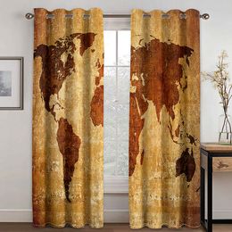 Photo brown map curtains 3D Curtains set For Bed room Living room Office Hotel Home Wall Decorative Drape tapestry