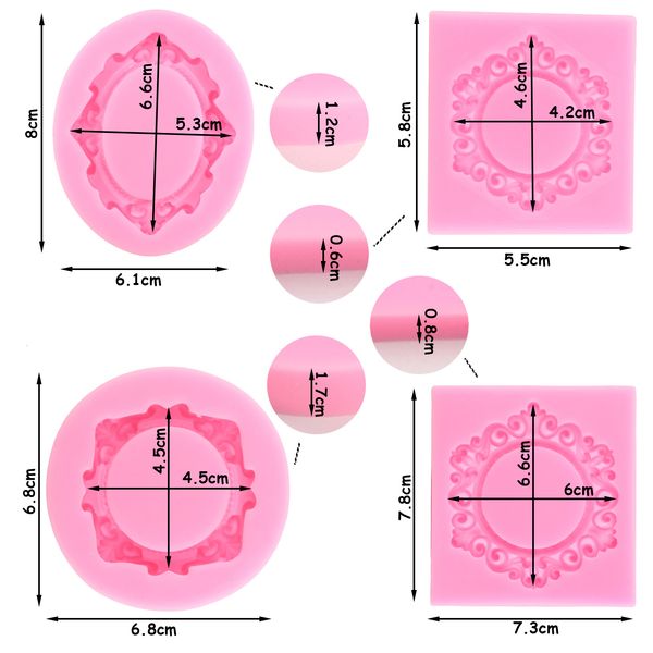 Frame photo moules fondants Moule de silicone vintage outils de décoration de gâteau de gâteau de gâteau de gâteau au chocolat