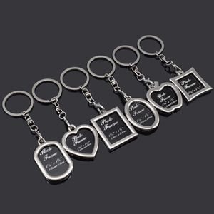 Fotolijst Sleutelhanger Ronde Hart Ovale Rhombus Vorm Metalen Legering Sleutelhanger Sleutelhanger Sleutelhanger Auto Sleutelhangers Paren Sleutelhanger Gift