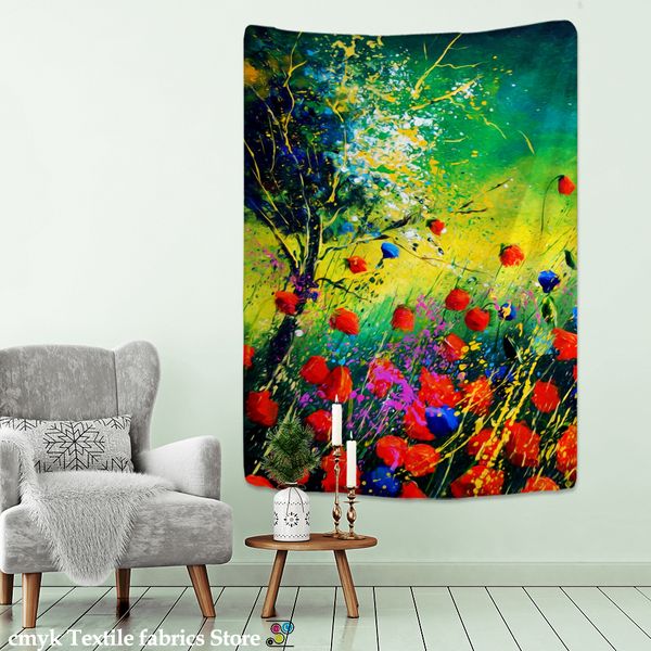 Cadre photo peinture à l'huile mur de tapisserie suspendue paysage naturel art en polyester décor de tissu