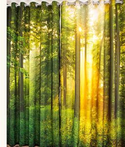 Photo vert forêt rideaux imperméable épaissi Polyester 3D impression rideau de douche Polyester imperméable