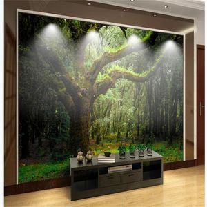 Photo Forêt Green Forêt Fonds d'écran 3D Paysage Wallpaper Moderne Fond d'écran pour salon