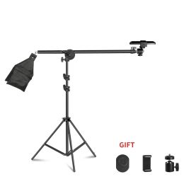 Photo studio 2m Light Trépied Stand avec un bras de boom en porte-à-faux 135 cm et un sac de sable vide pour la photographie supportant l'éclairage de la boîte à soft