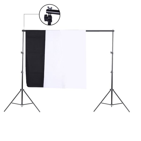 Freeshipping Photo Studio Kit Set Soporte de fondo con bolsa de almacenamiento Telones de fondo no tejidos blancos negros y mini clips Accesorios para fotos de cámara