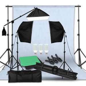 FreeShipping Fotostudio LED Softbox-verlichtingsset Boomarm Achtergrondsteunstandaard 3 kleuren groene achtergrond voor fotografie Videoshoot Puoi