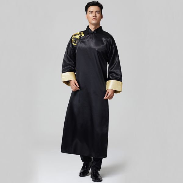 Estudio fotográfico Tema de boda Ropa de hombre Traje de padrino de boda oriental Vestido largo Cross talk Show Robe para chinos de ultramar