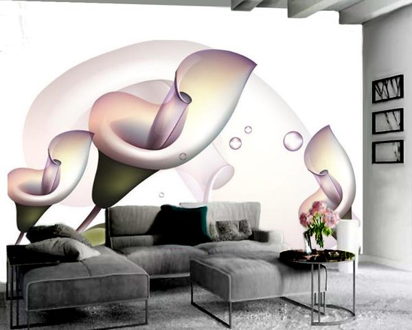 Papier peint photo fleur 3d délicate Calla Lily papier peint fleur 3D décoration intérieure atmosphérique haut de gamme papier peint moderne 3d