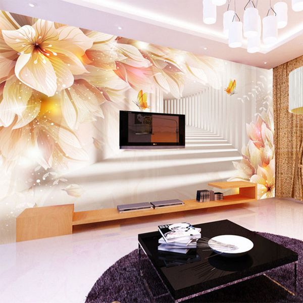 Photo Papier peint 3D Stéréo Stéréo Fantasy Flower Space Extension murale Salon Télévision Canapé Salle de réglage Décor Cosy Docteurs muraux non tissés