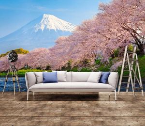 Papel tapiz fotográfico para paredes. Flores de cerezo frescas y hermosas. Fondo de TV de Japón y Corea.