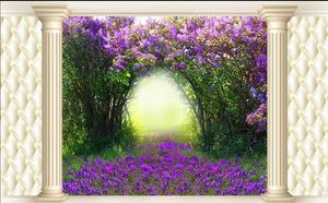 Foto behang voor muren Romantische Lavendel Zhuang Roman Column 3D TV achtergrond Muur