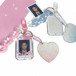 Holder Photocard Love Heart Keychain Couverture de carte transparente décorative Acrylique ID ID PHOTO COUVERTURE DE PROTHER
