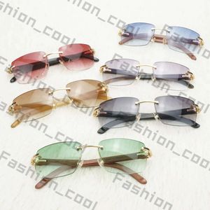 Fotochrome vintage Randless zonnebril Mannen luxe carter bril Big Square Sunnies voor rijden en vissen Retro -stijl tinten hout en buffelhoorntempel 121