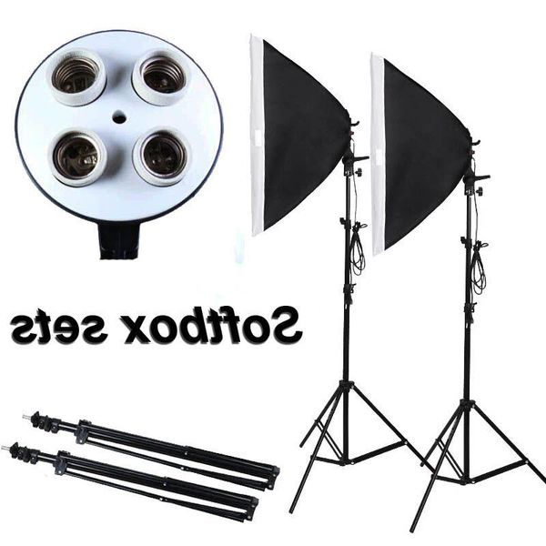 Equipo fotográfico Photo Studio Soft Box Kit Video Soporte de lámpara de cuatro tapas Iluminación 50 * 70 cm Softbox 2 m Soporte de luz Caja de fotos Papcf