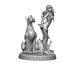 Photographie 1/24 75 mm 1/18 100 mm Modèle de résine The Pretty Girl and Dog 3D Figure Impesair Aucune couleur RW152