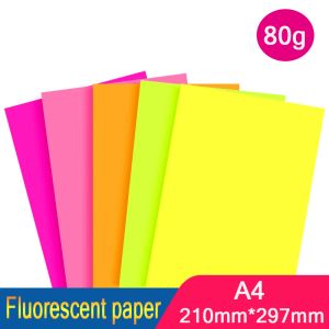 Photographie 100 feuilles A4 Couleur de papier fluorescent Fluorescence Highlights DIY Cardboard Kraft Copy Fat