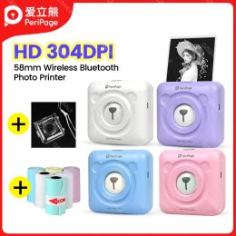 Fotografía 304DPI A6 Peripage Pocket Mini Printer Wireless Bluetooth Termal Photo Impresora Etiqueta Sticker Maker Color de protección de papel de papel