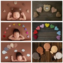 Photographie 5/6/7/9/10 PCS / Set Newborn Photography Accessoires DIY Baby Baby Wool Felt Dinosaur Stars Love Heart Doll Photography Studio Studio