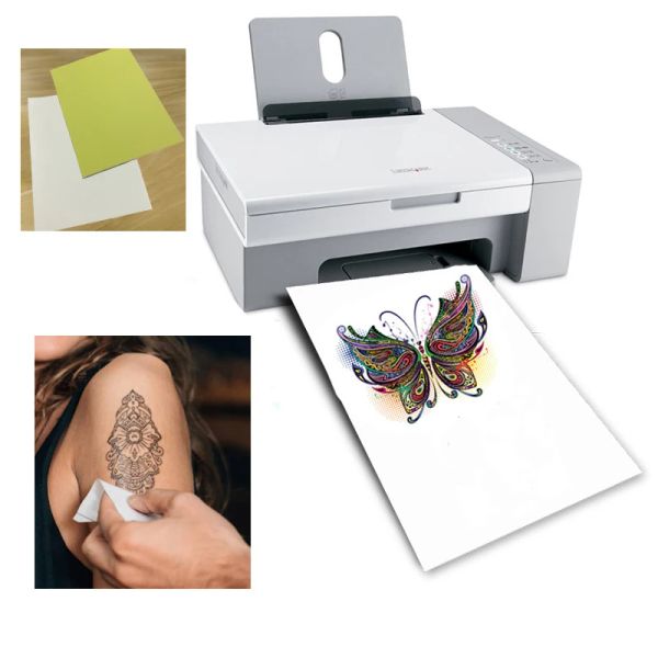 Photographie A4 Tattoos Papier DIY IMPÉRISE TATTOO TATTOO Sticker Papier de peau Papier à jet Encre Imprimantes d'imprimerie laser pour Tatoo Men Children