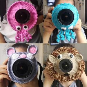 Accesorios de fotografía Props Animal Camera Buddies Tejido a mano Lente de la cámara Anillo decorativo para bebé Mascota Guía de fotos Juguetes para muñecas LJ201105