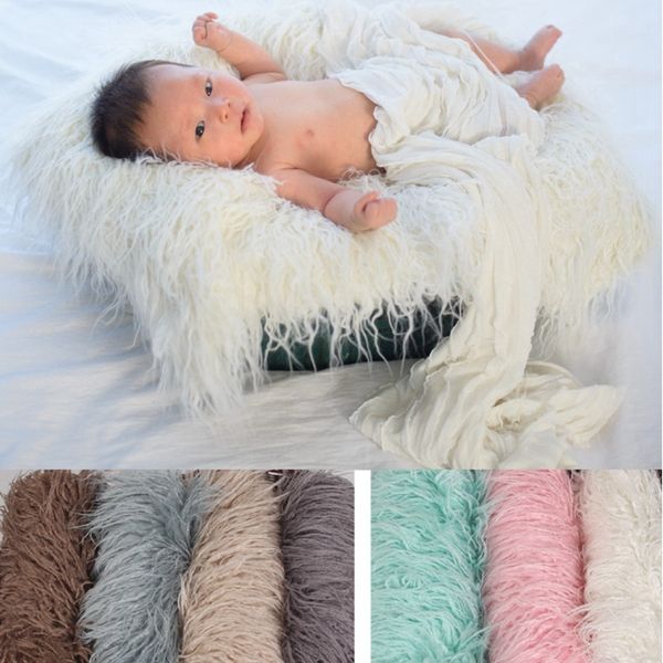 Couverture de photographie en fausse fourrure pour bébé, couverture douce à poils longs, accessoires de photographie pour nouveau-né, pour cent jours, 7 couleurs, DHW1925