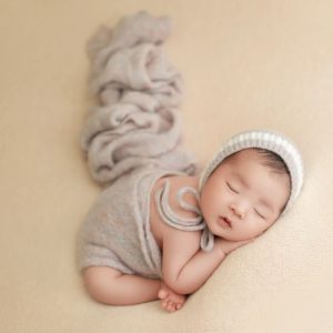Photographie Camel Baby Wrap Newborn Photography Props Cotton Baby Baby Hat for Photography Stretch Newborn Wrap Baby Shooting Accessoires