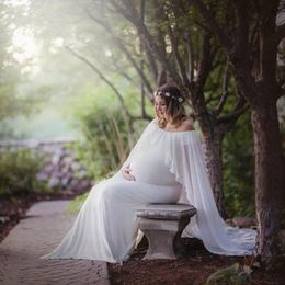 Fotografía Ropa Diseñador Vestido de chal de gasa Accesorios de maternidad Vestido largo elegante Sin hombros para fotografía Moda Cómoda Pijamas adornados Diseño único