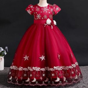 Photographie Girls Robe de Noël Robe de princesse élégante pour filles robe de mariée Appliques de fleurs pour enfants