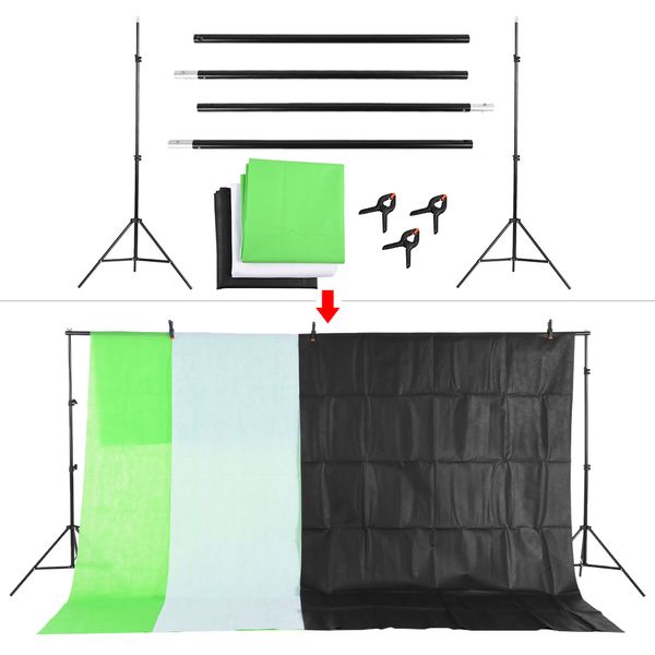 Freeshipping Kit de fotografía Paraguas Softbox con portalámparas 45W Bombilla de luz Telón de fondo Soporte de luz Telones de fondo para estudio fotográfico