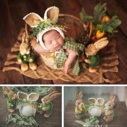 Photographie Newborn Photography Accessoires Style country forêt paille de paille de lapin ensemble de Pâques Prop prop
