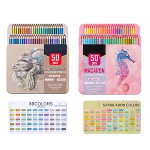 Photographie Premium 50pcs Metallic Aron colored crayon Iron Gift Box Soft Drawing Crayon Soft Drawing Pite For Christmas Artist Coloring Art Supplies
