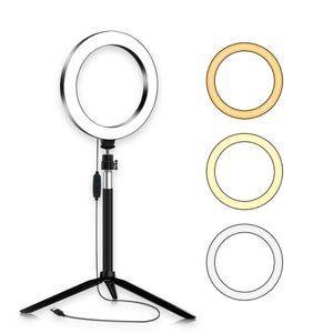 Fotografie selfie stick ring licht 20cm led make-up lamp met telefoon houder USB-stekker voor live stream YouTube video