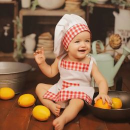 Photographie Shining Chef's Costume Newborn Photograohy accessoires pour bébé Cook Cook Vêtements Créatifs photo Centure Baby Hat