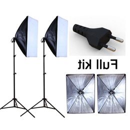 Freeshipping estudio de fotografía luz suave material reflectante Softbox kit de luz iluminación continua Softboxes Fuente de alimentación europea Axsxd