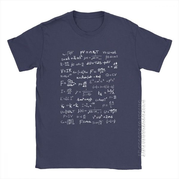 Physique Équation Science T-shirt Hommes Math Nerd Mâle Tshirt Drôle T-shirts De Base Col Rond Pur Coton Vêtements D'été T-shirts 210706